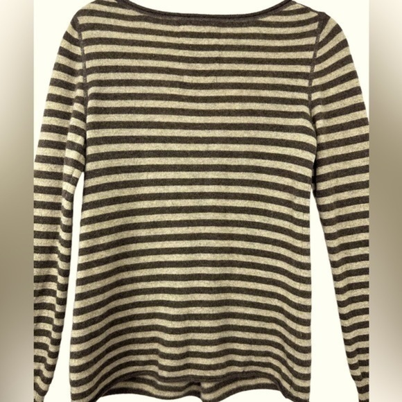 RUEHL NO. 925 CASHMERE BROWN STRIPED SWEATER SIZE LARGE - Picture 3 of 12